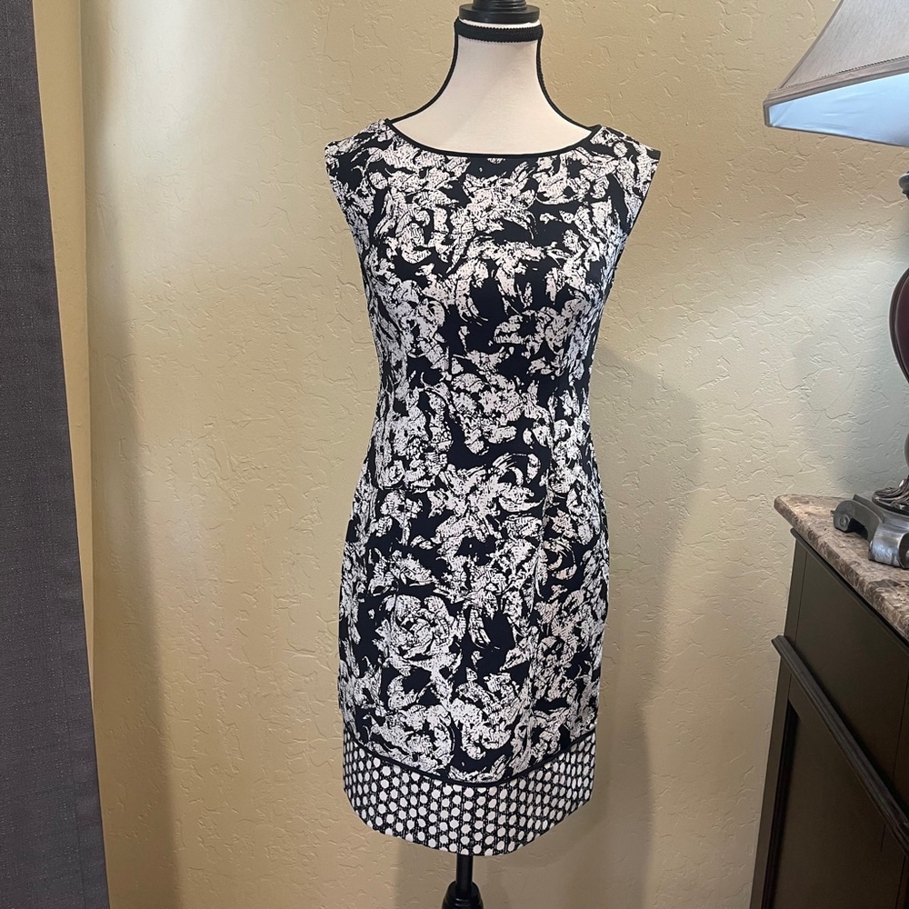 Ann Taylor Petite Black & White Floral Dress new with tags